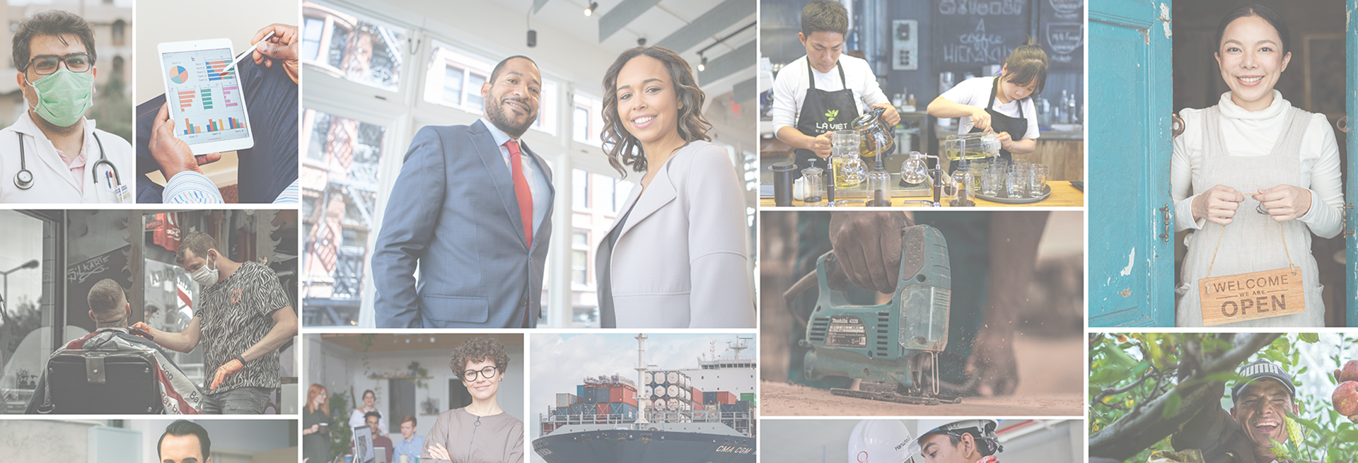 collage of people in various work situations